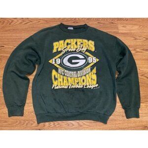 Vtg Logo 7 Green Bay Packers 1995 NFC Central Champs Crewneck Sweatshirt Large